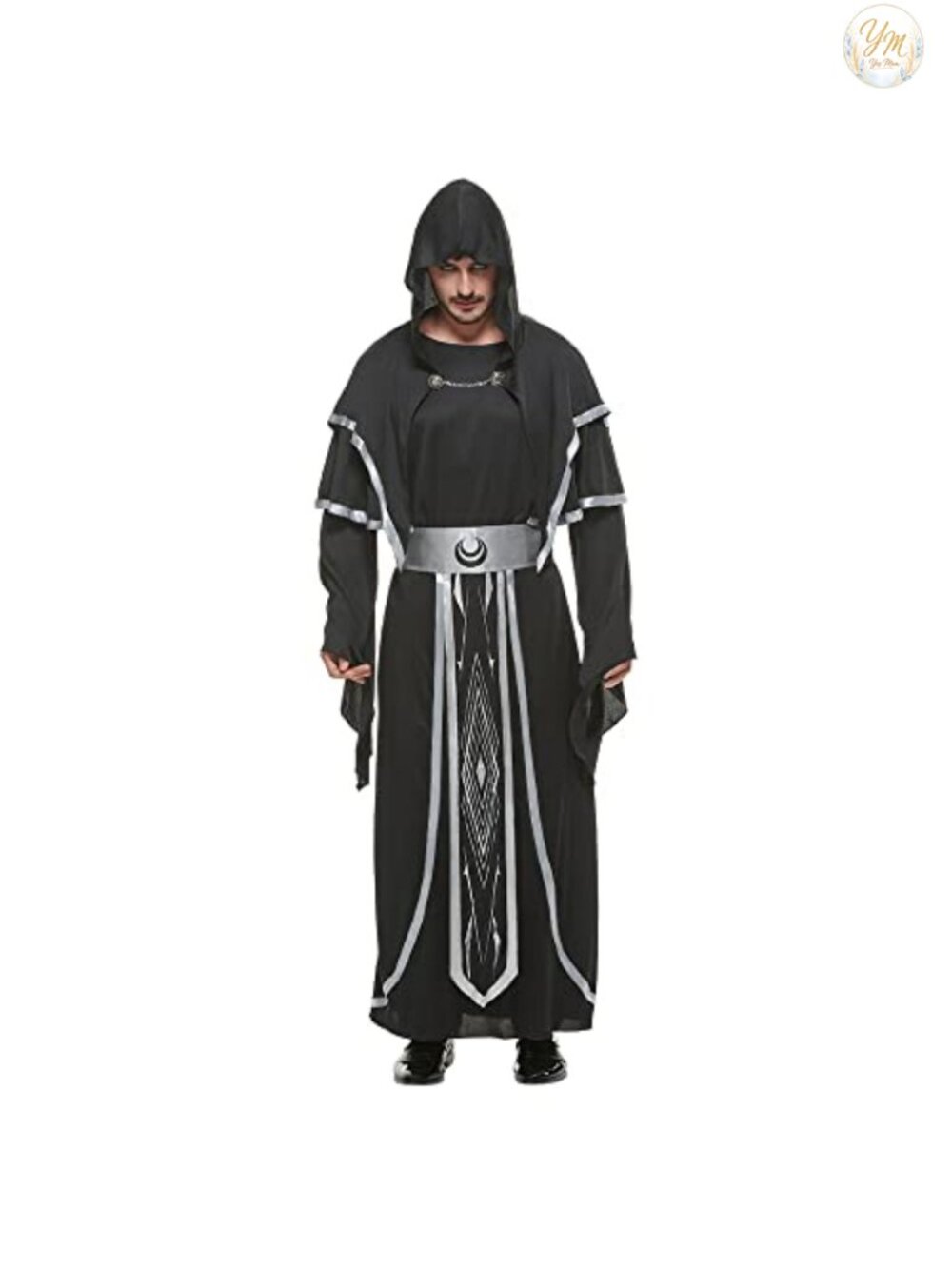 Men's Wizard Sorcerer Robe Hooded Medieval Halloween Costume Polyester